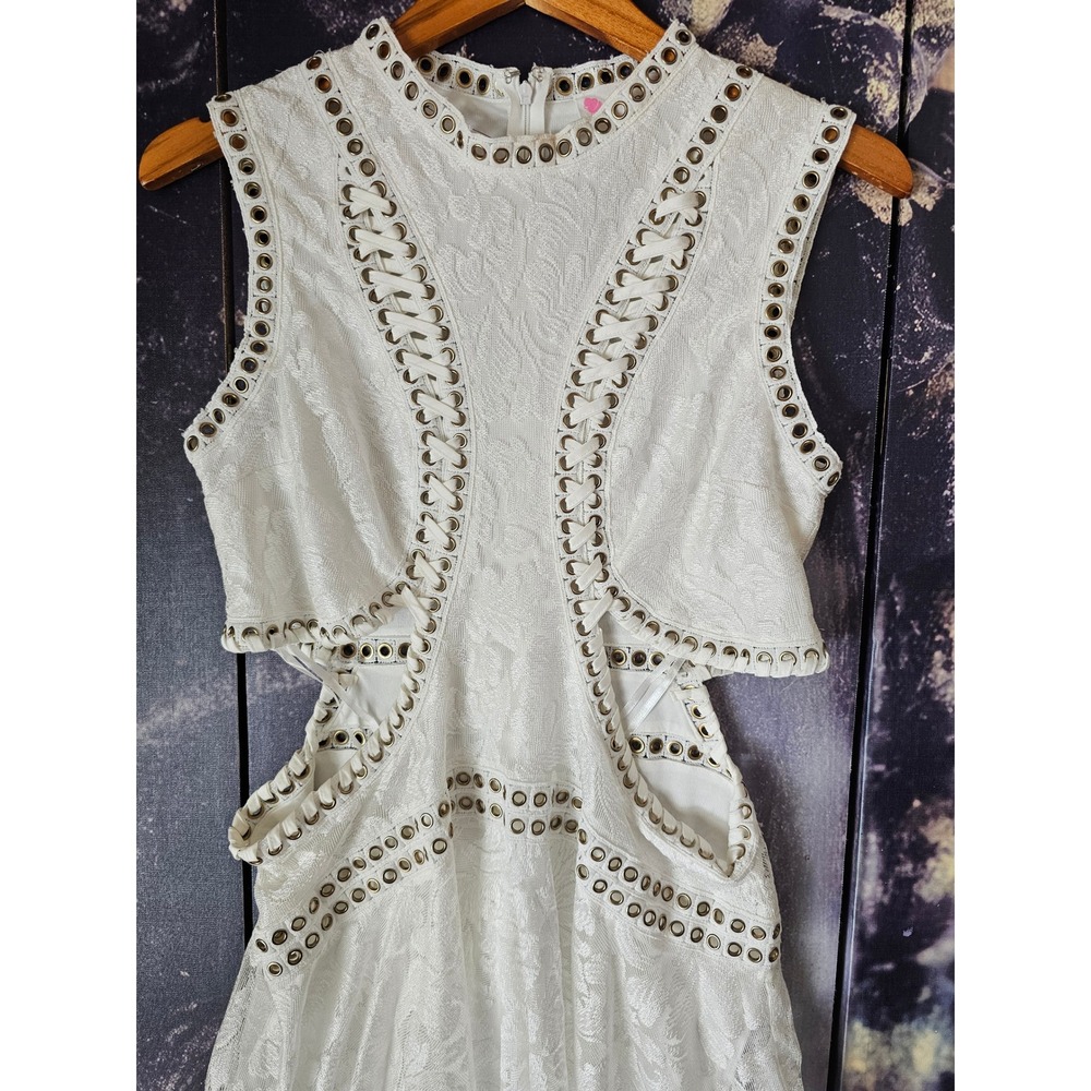 White Lace Maxi Dress with Stud Detailing - Picture 3 of 8